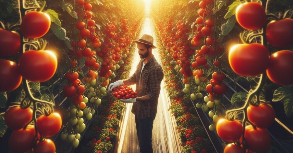 growing tomatoes in a greenhouse in winter
